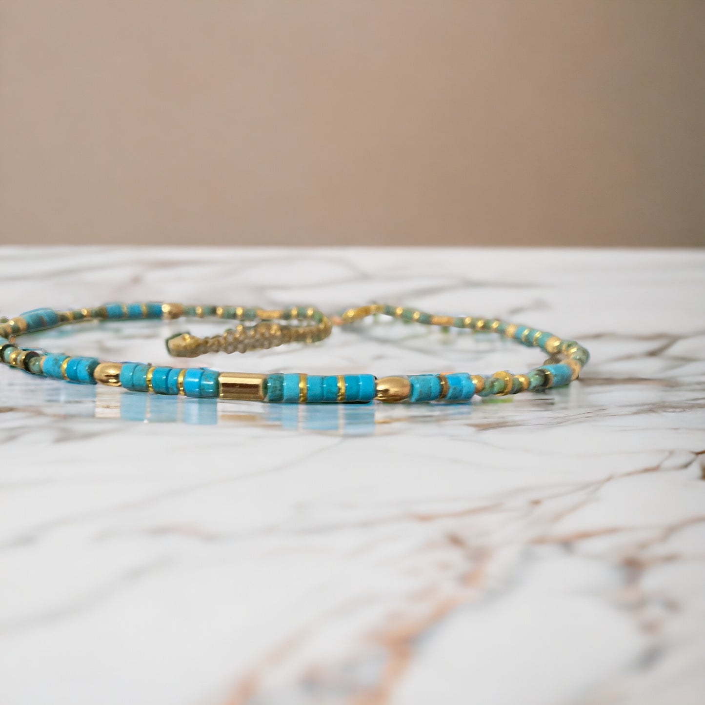 Collier précieux : Harmonie , collier de turquoise et perles du Japon