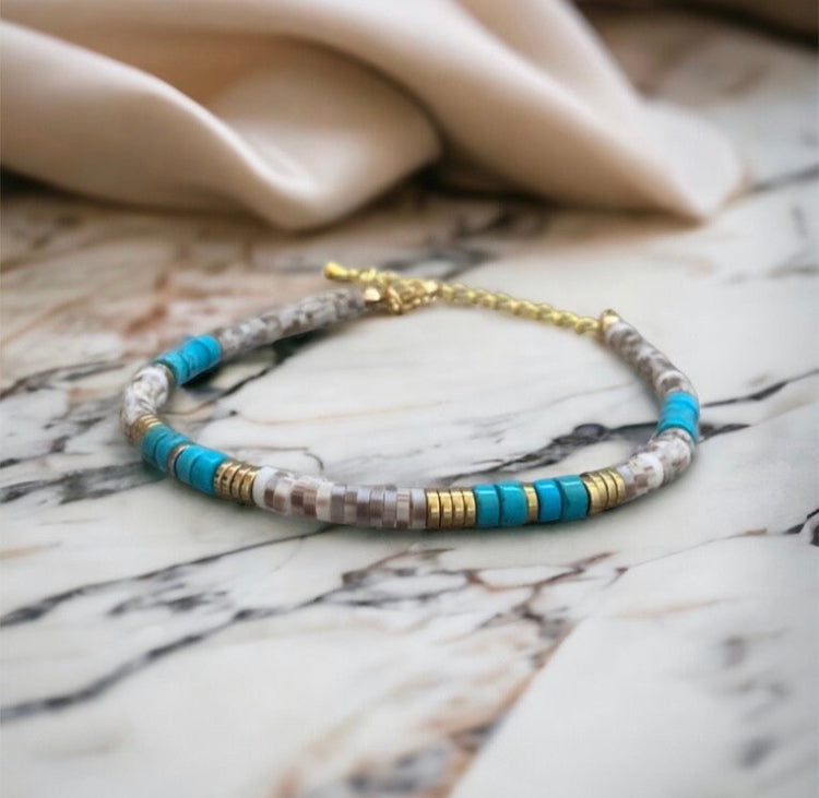 Bracelet précieux Giulia turquoise hématite et argile polymère