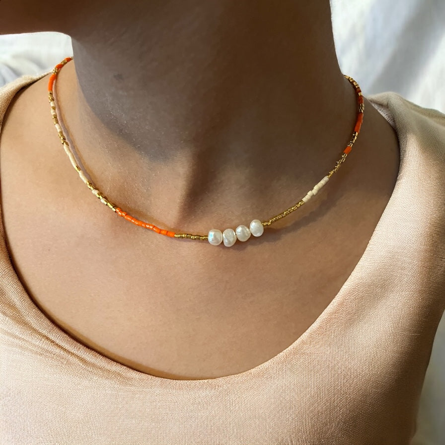 Collier miyuki Été Indien | perles japonaises et perles de cultures