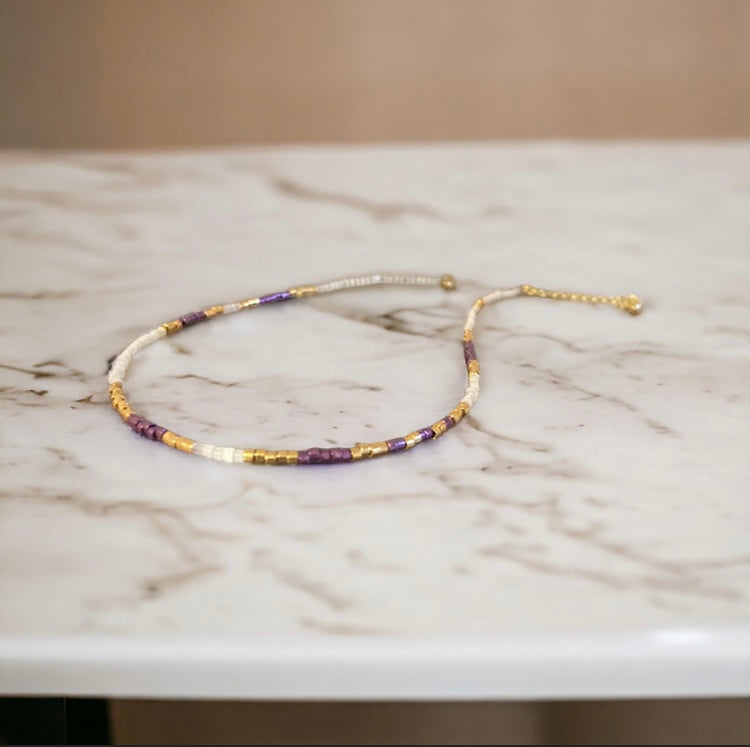 Collier Miyuki | Violette , collier de perles minimaliste pour femmes