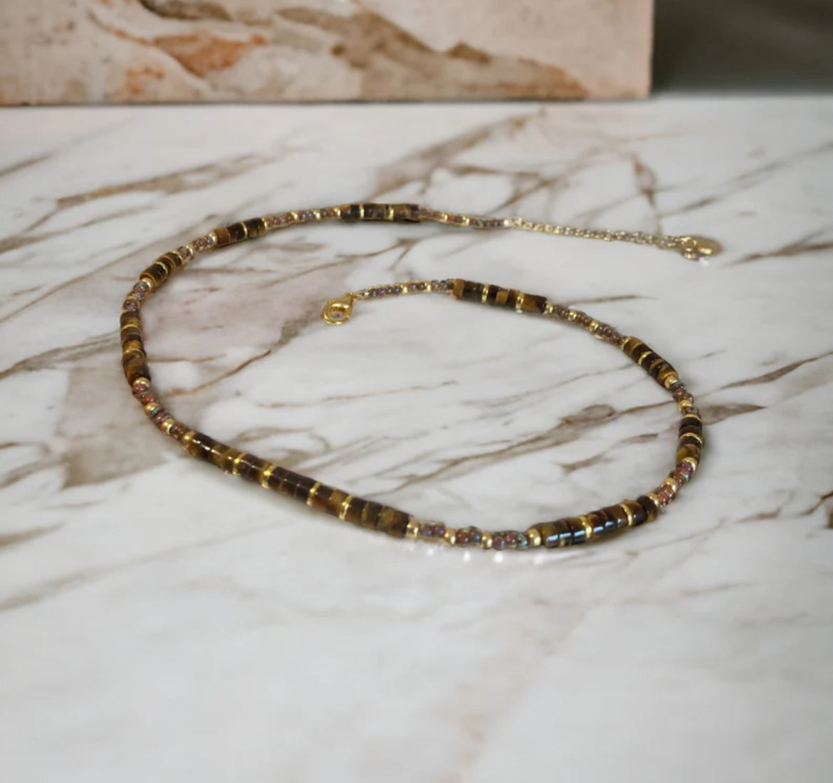 Collier précieux | Sauvage , oeil de tigre et acier inoxydable