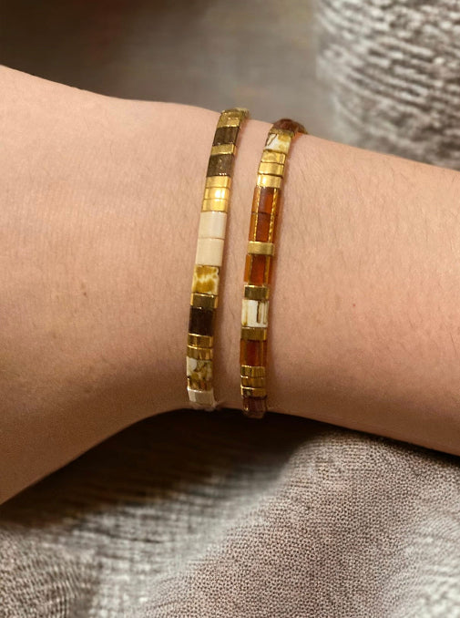 Bracelet Miyuki : Parure Agathe , ensemble de deux bracelets miyuki tila.