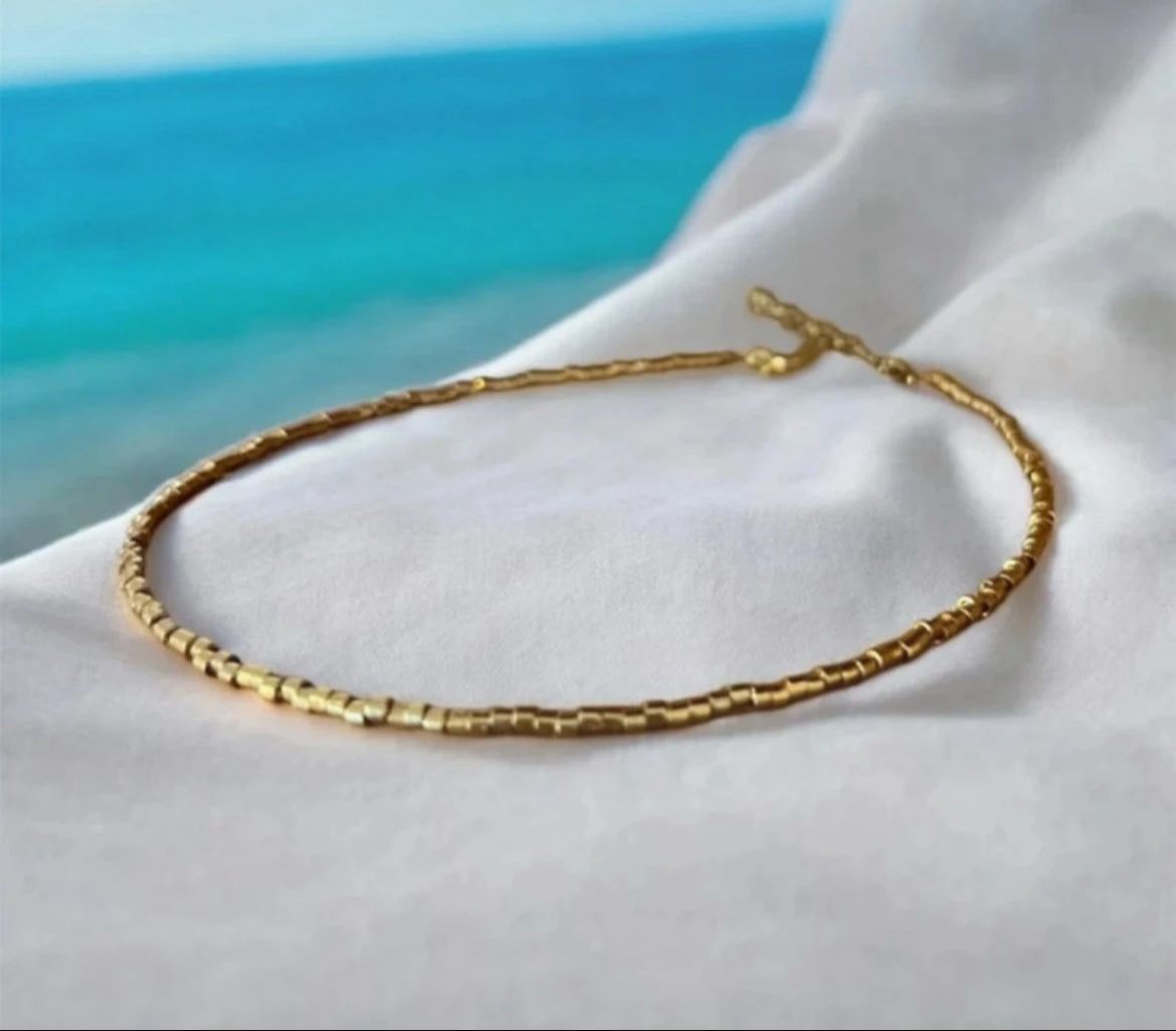 Éclat Sablé | Bracelet de cheville Miyuki & acier inoxydable