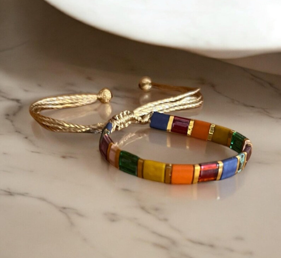 Bracelet Miyuki : Parure Isandra , ensemble de deux bracelets japonais