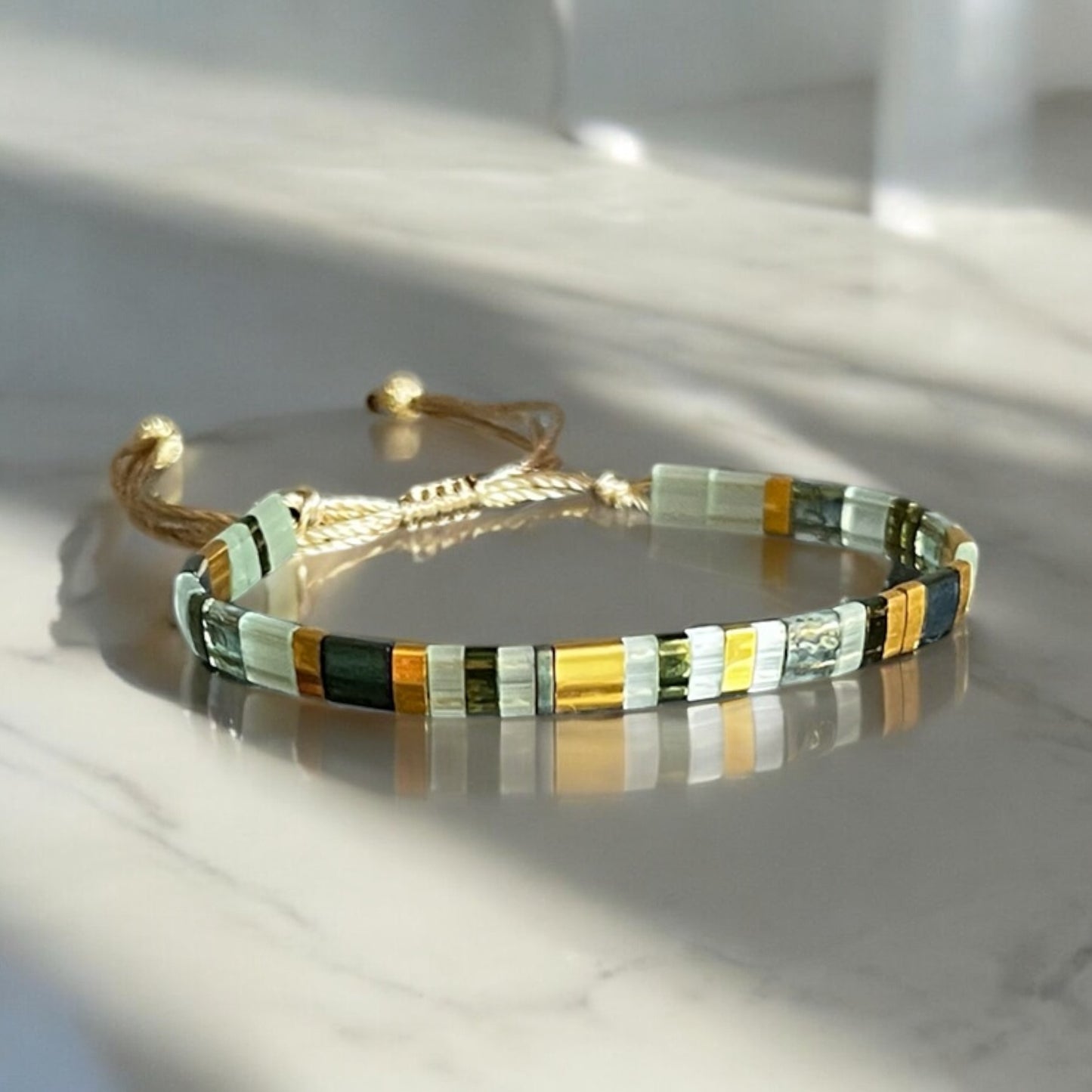 Bracelet de perles artisanales vert