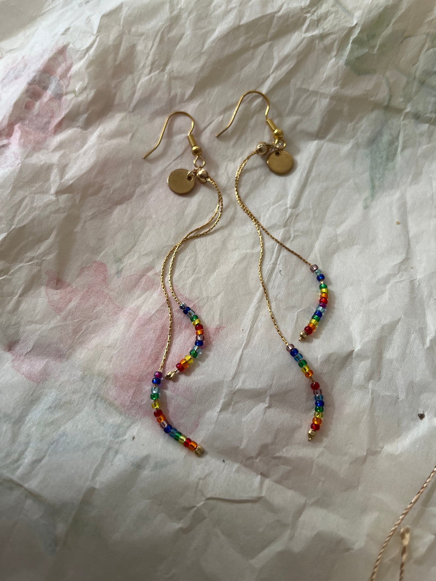 Boucles d’oreilles Zazoria , acier inoxydable et perles Miyuki multicolore