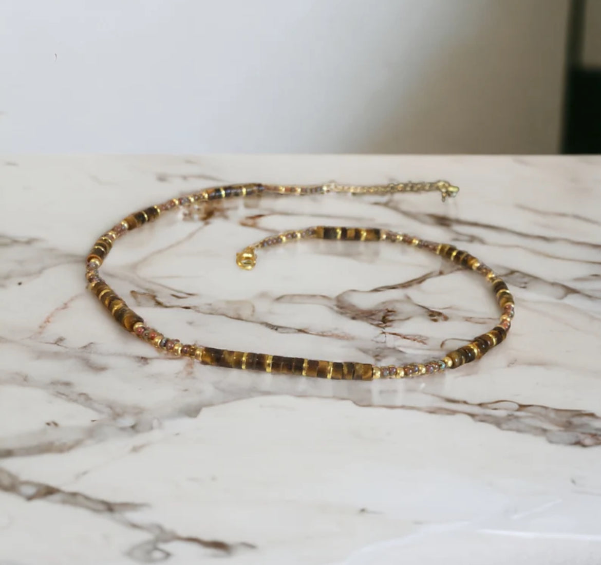 Collier précieux | Sauvage , oeil de tigre et acier inoxydable