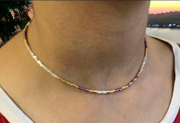 Collier Miyuki | Violette , collier de perles minimaliste pour femmes