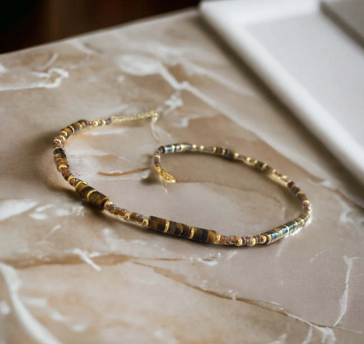 Collier précieux | Sauvage , oeil de tigre et acier inoxydable
