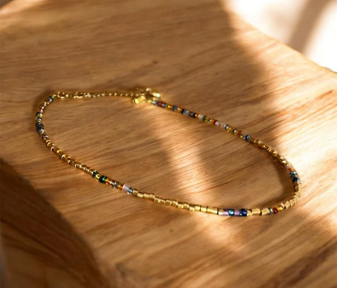 Trésor Bohème | Bracelet de cheville Miyuki & acier inoxydable