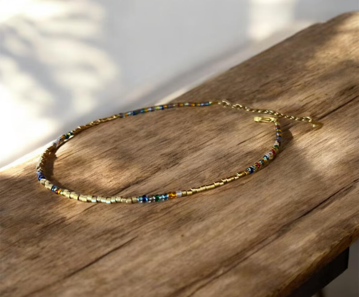 Trésor Bohème | Bracelet de cheville Miyuki & acier inoxydable