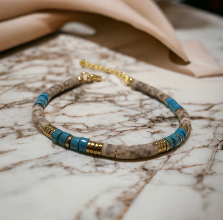 Bracelet précieux Giulia turquoise hématite et argile polymère