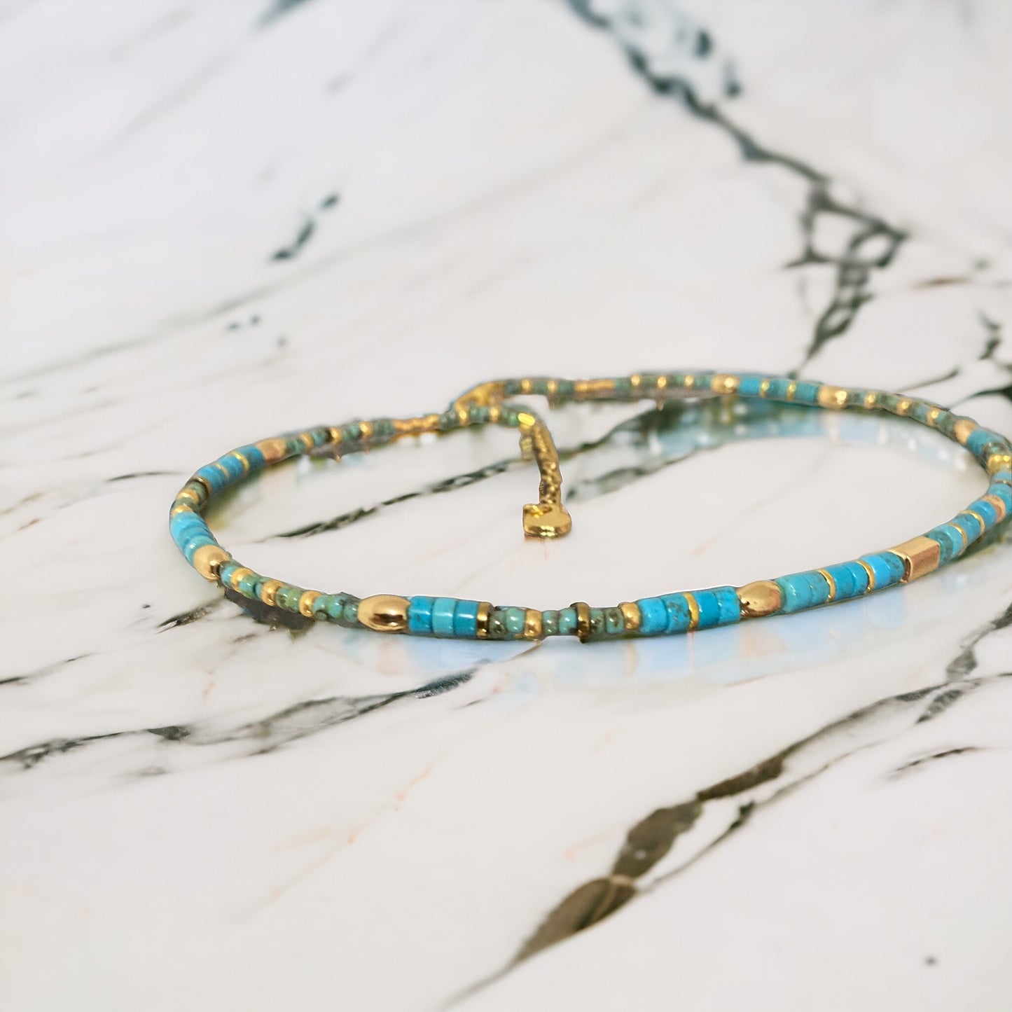 Collier précieux : Harmonie , collier de turquoise et perles du Japon