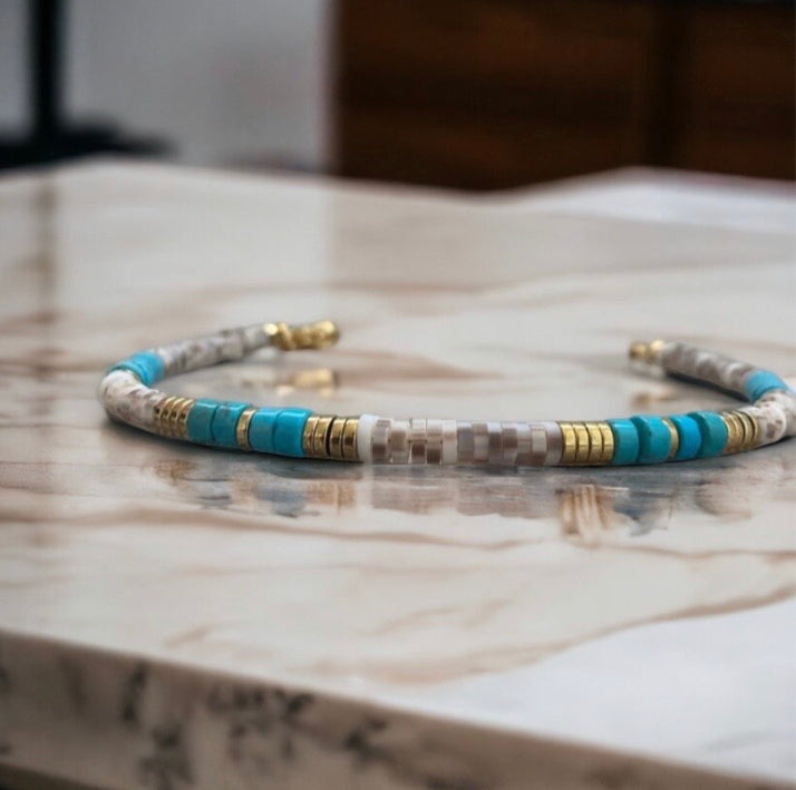Bracelet précieux Giulia turquoise hématite et argile polymère