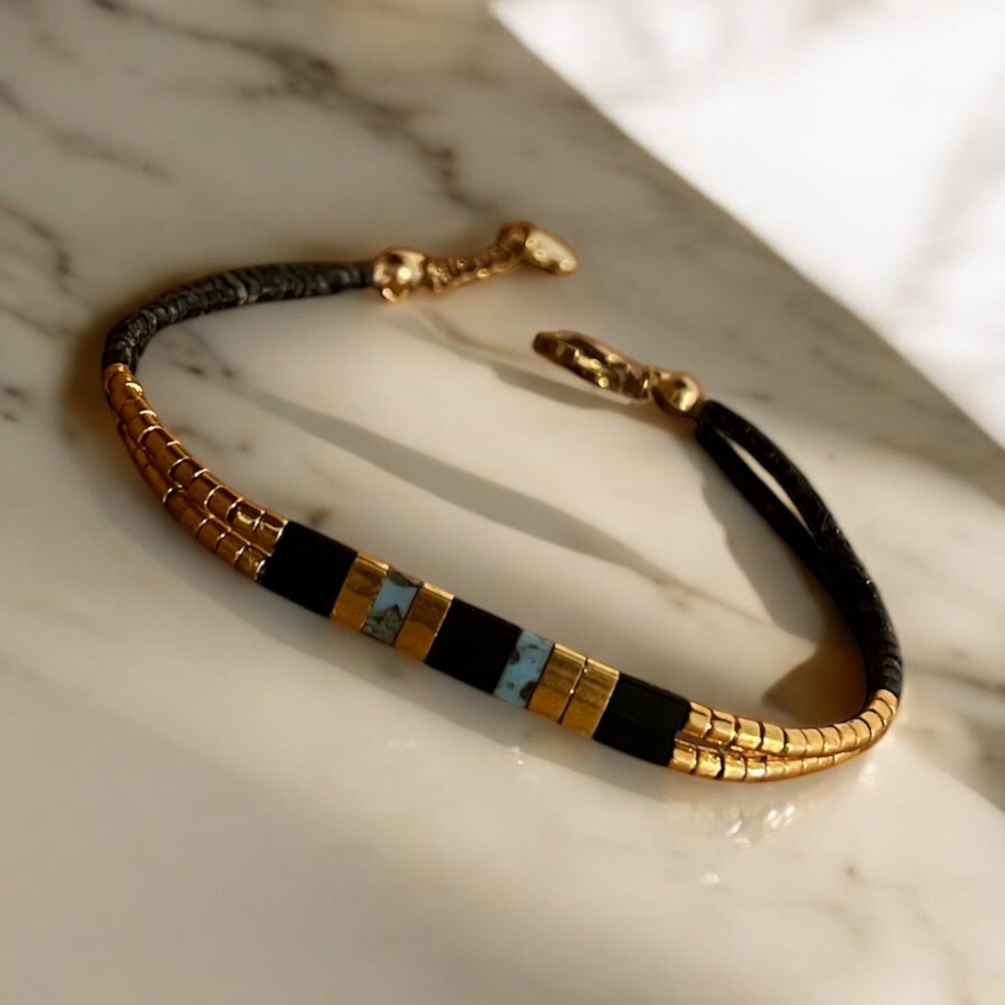 Bracelet Miyuki : Oréïs | double bracelet de perles Miyuki et acier inoxydable