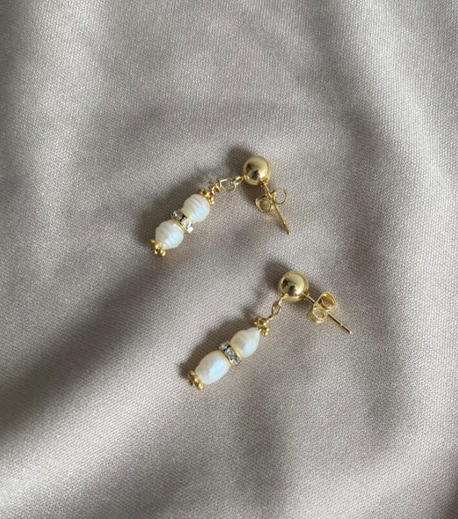 Boucles d’oreilles en perles de culture et acier inoxydable