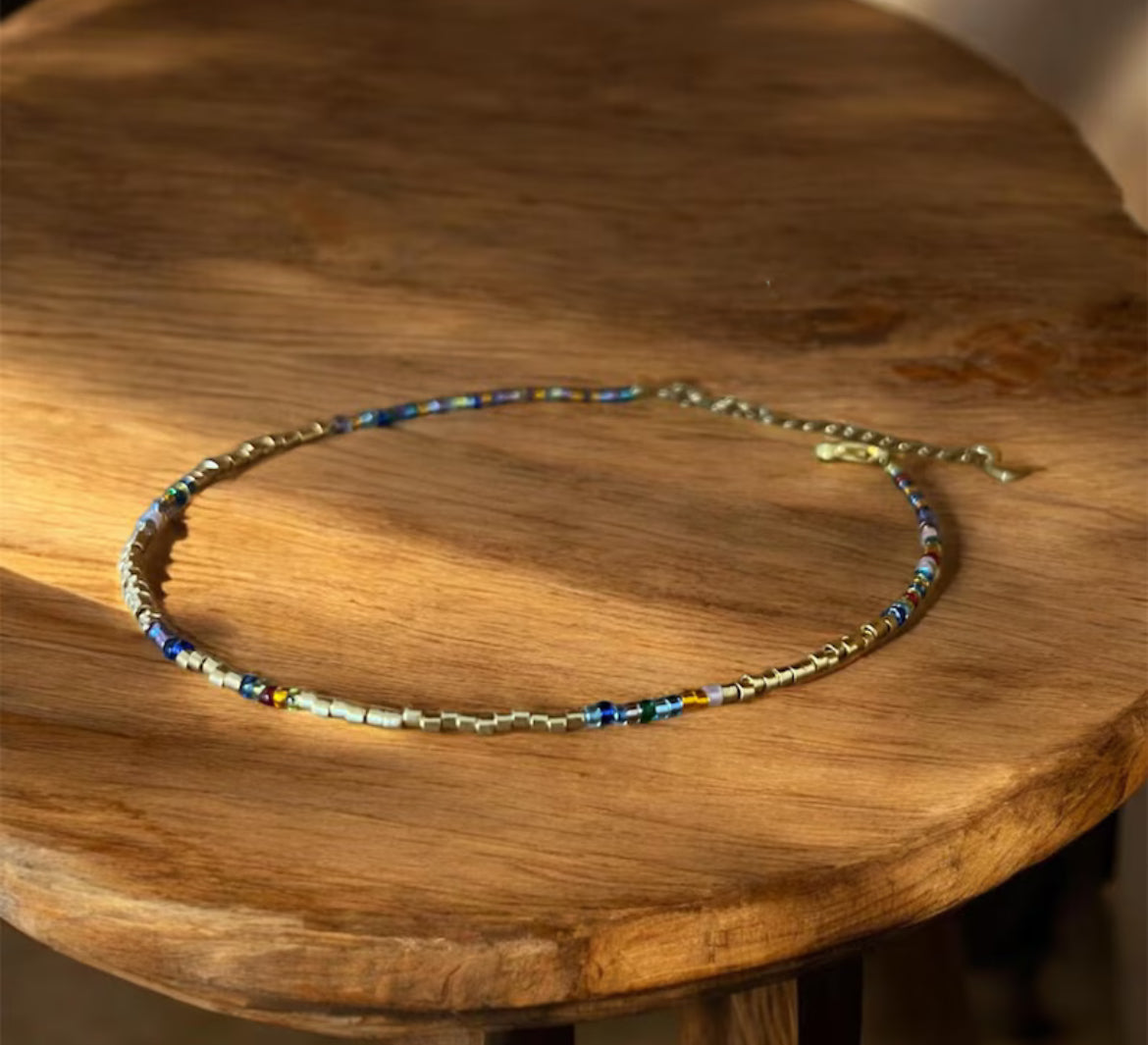 Trésor Bohème | Bracelet de cheville Miyuki & acier inoxydable