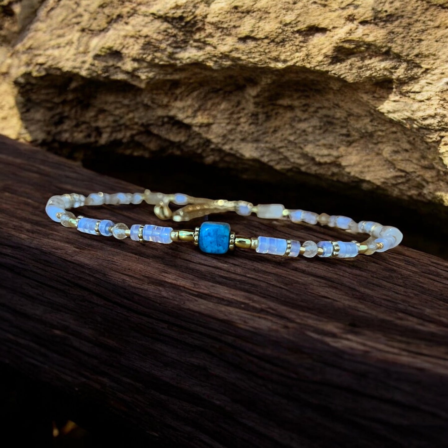 Collier précieux | Onde Opaline , apatite, opale , citrine et acier inoxydable
