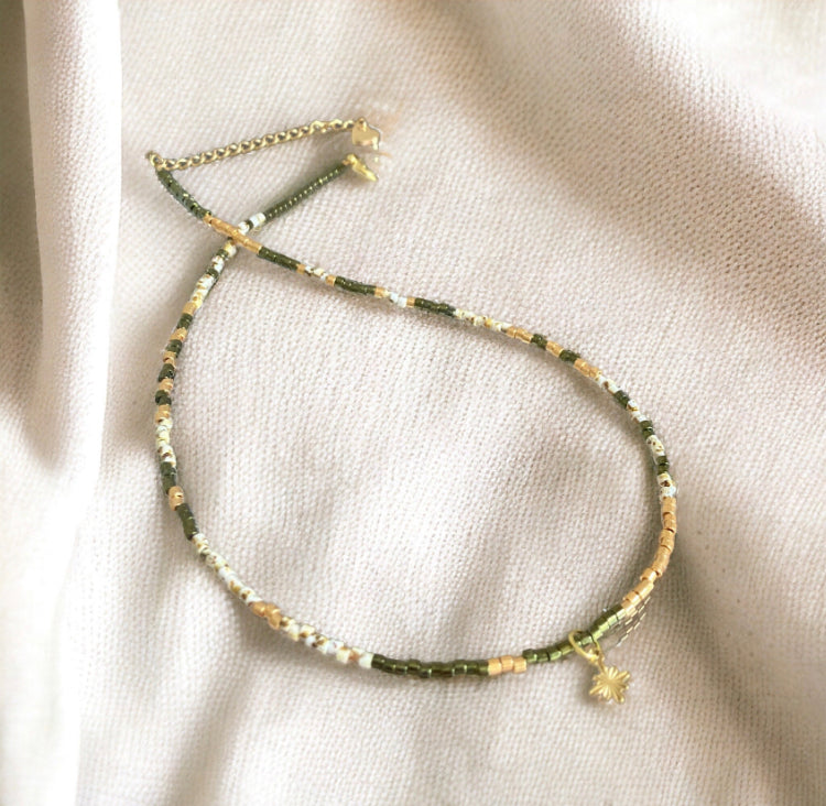 Collier miyuki Olivine ras de cou collier minimaliste pour femme