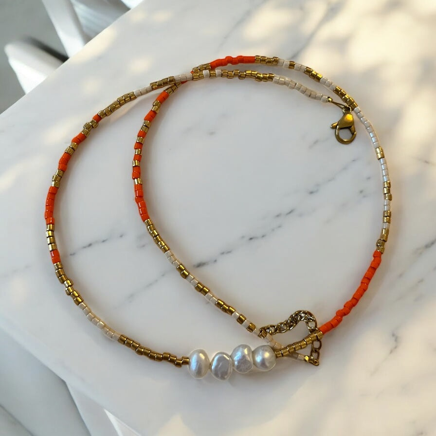 Collier miyuki Été Indien | perles japonaises et perles de cultures