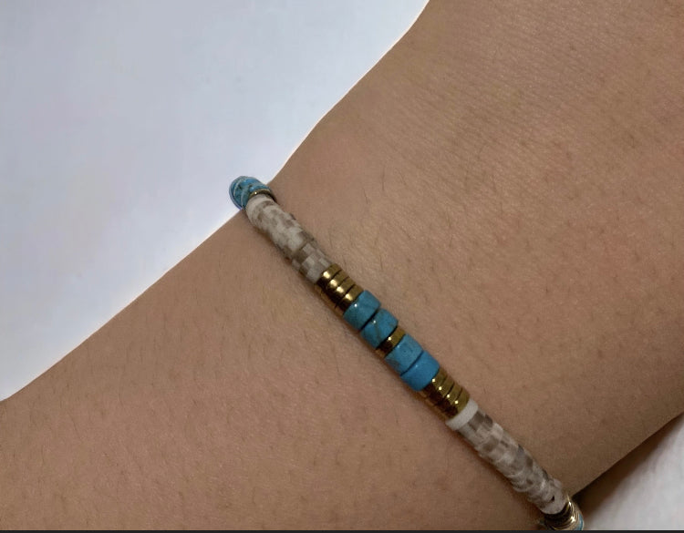 Bracelet précieux Giulia turquoise hématite et argile polymère
