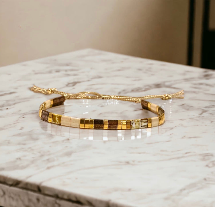 Bracelet Miyuki : Parure Agathe , ensemble de deux bracelets miyuki tila.