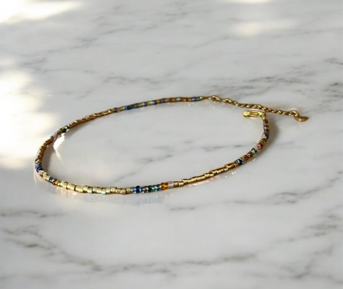 Trésor Bohème | Bracelet de cheville Miyuki & acier inoxydable