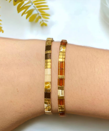 Bracelet Miyuki : Parure Agathe , ensemble de deux bracelets miyuki tila.