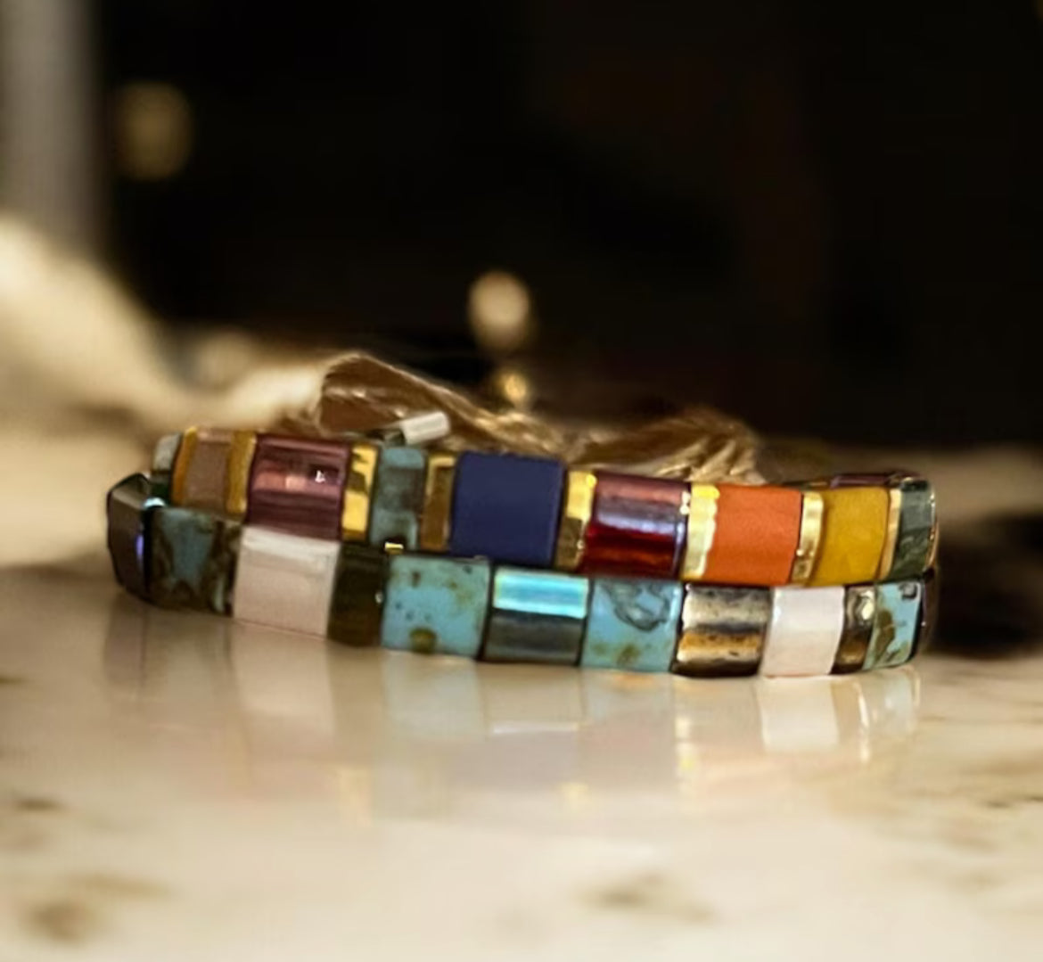 Bracelet Miyuki : Parure Isandra , ensemble de deux bracelets japonais