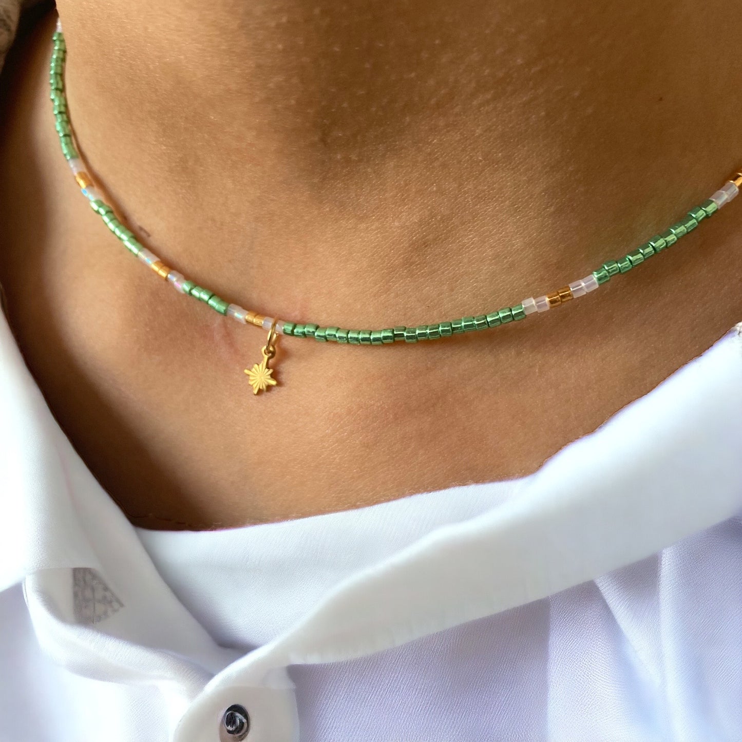 Collier Miyuki : Minty collier en perles minuscule Miyuki