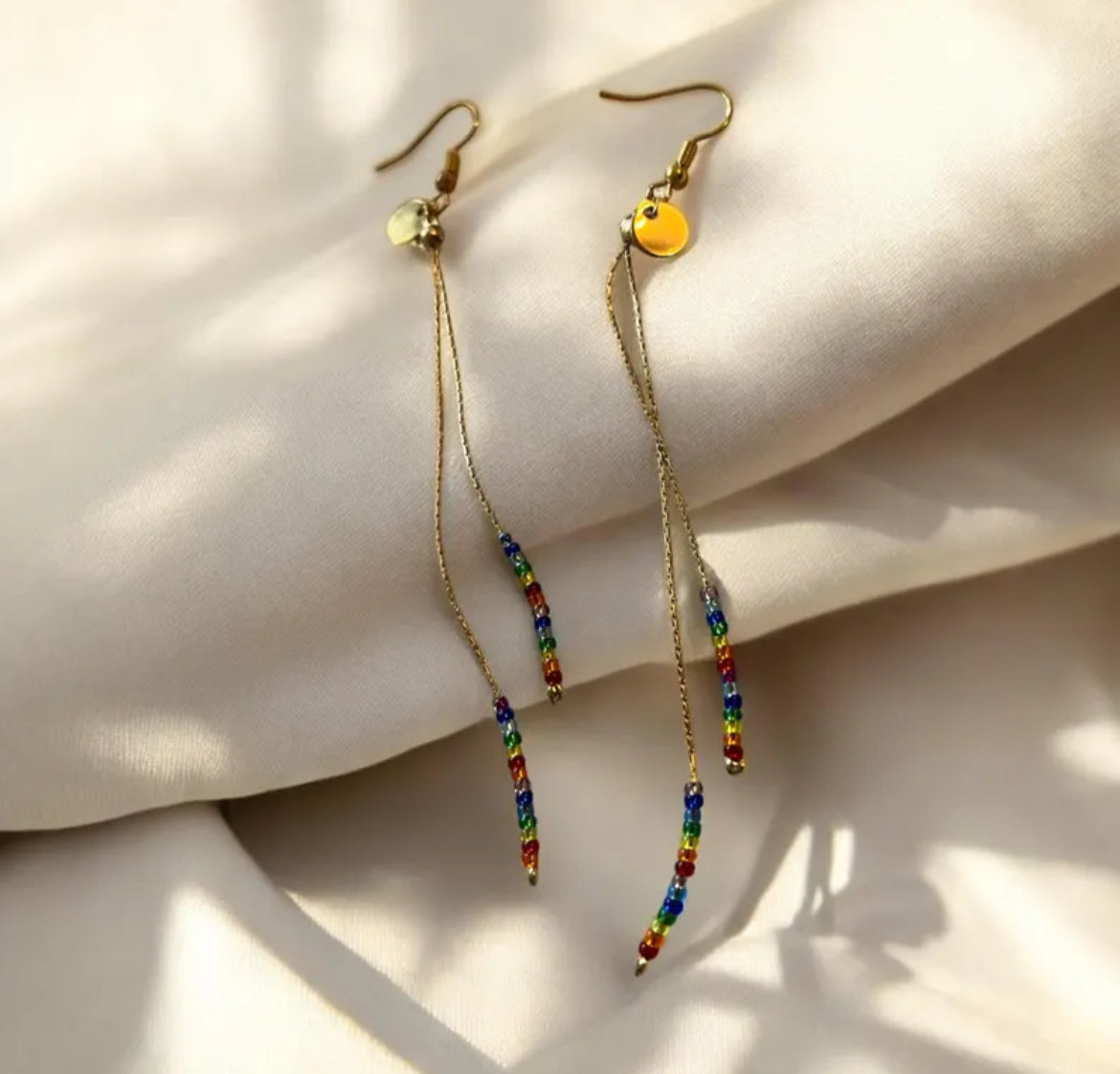 Boucles d’oreilles Zazoria , acier inoxydable et perles Miyuki multicolore