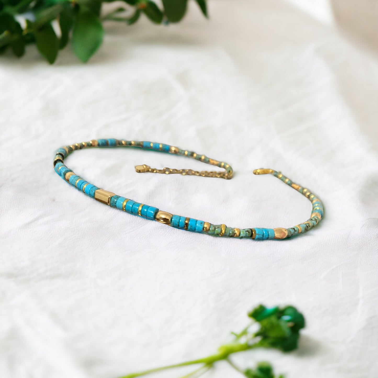 Collier précieux : Harmonie , collier de turquoise et perles du Japon