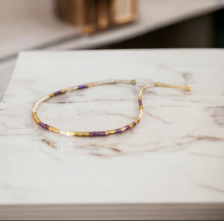 Collier Miyuki | Violette , collier de perles minimaliste pour femmes
