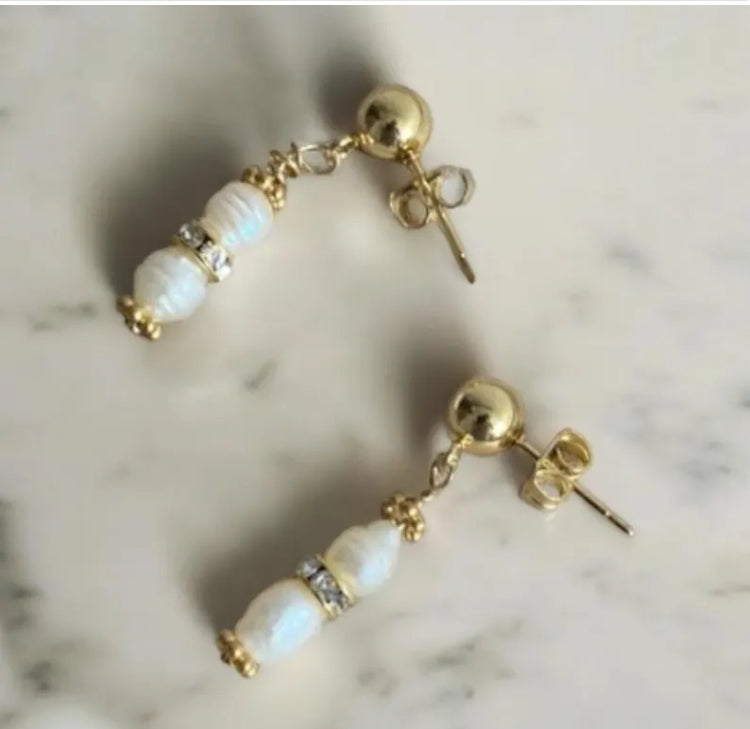 Boucles d’oreilles en perles de culture et acier inoxydable