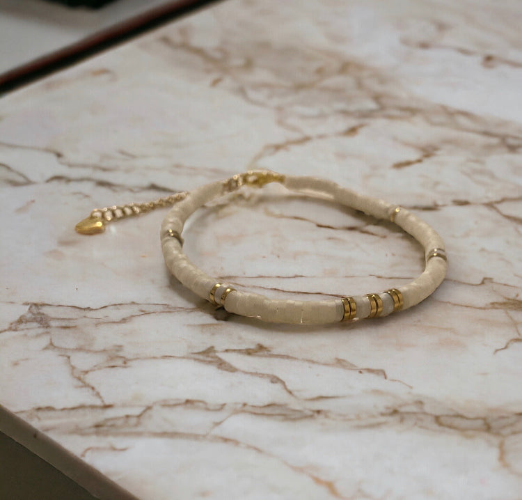 Bracelet précieux : Chevillere Cléa , argile polymère et hématite
