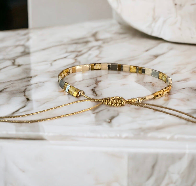 Bracelet Miyuki tila : Gisele , bracelet de perles ajustable pour femme