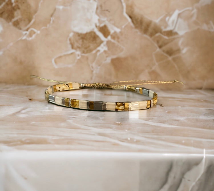 Bracelet Miyuki tila : Gisele , bracelet de perles ajustable pour femme
