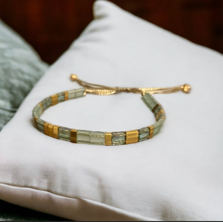 Bracelet Miyuki: Juliette , bracelet miyuki Tila vert jade