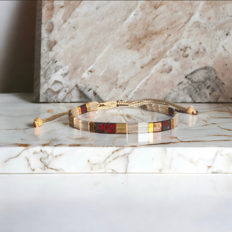 Bracelet Miyuki : Gabriela bracelet de perles japonaises sur fil d’or