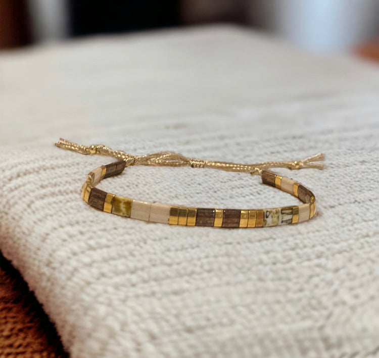 Bracelet de perles artisanale coulissant