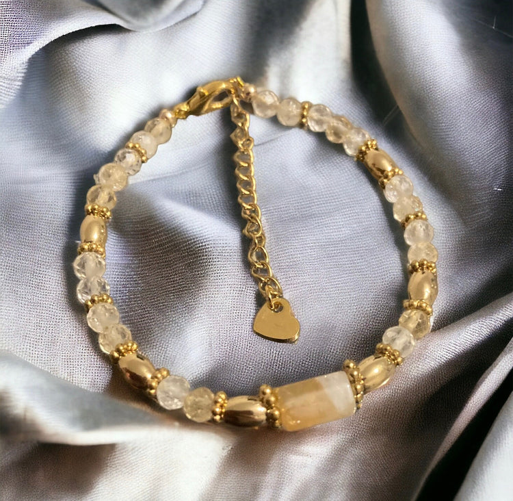 Bracelet précieux Garance citrine et hématite