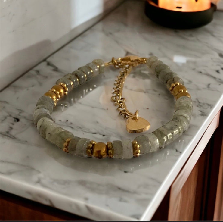Bracelet précieux : Bracelet Giorgia labradorite et hématite