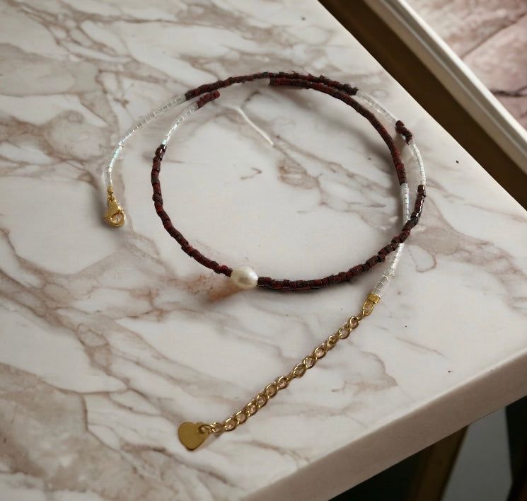 Collier Miyuki : Sylvia , collier minimaliste de perles japonaises