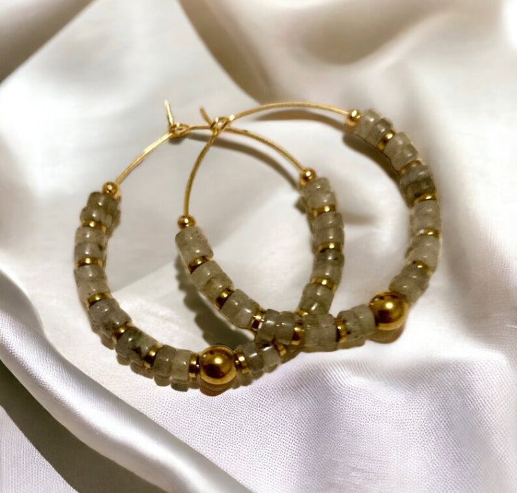 Boucles Précieuses |
Zelda et en acier inoxydable et labradorite