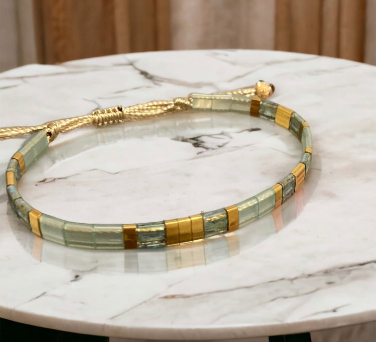 Bracelet Miyuki: Juliette , bracelet miyuki Tila vert jade
