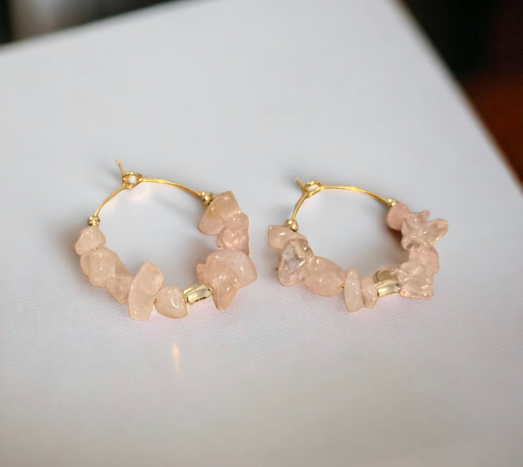 Créoles de quartz rose