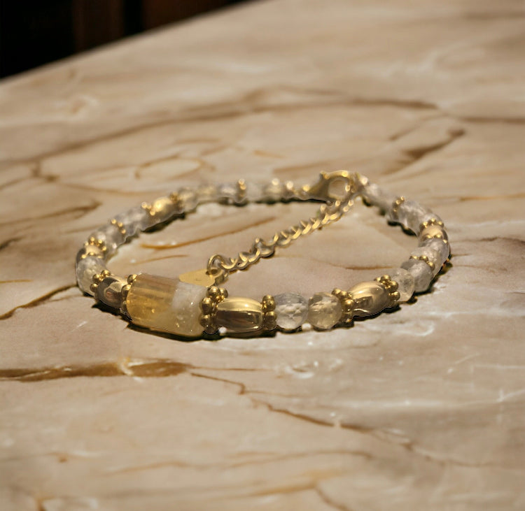Bracelet précieux Garance citrine et hématite