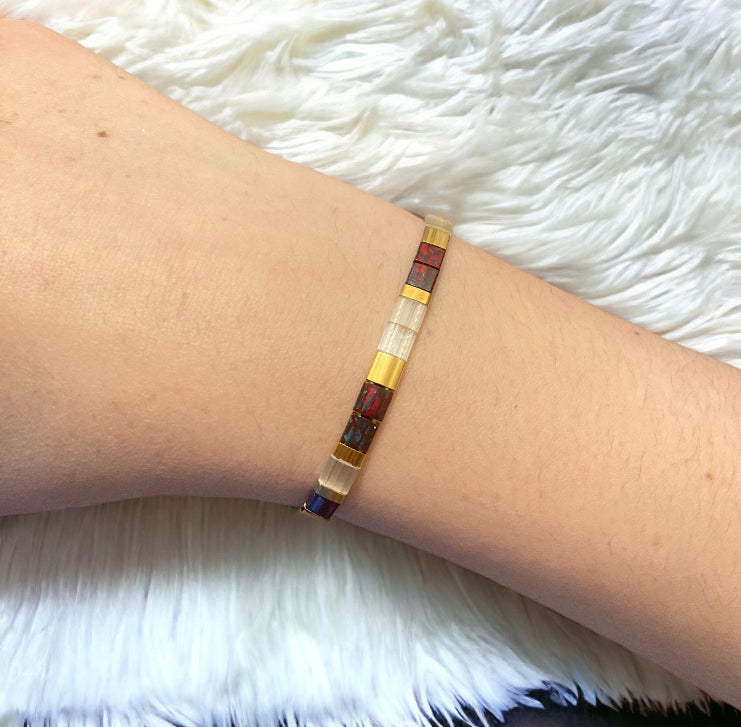 Bracelet Miyuki : Gabriela bracelet de perles japonaises sur fil d’or