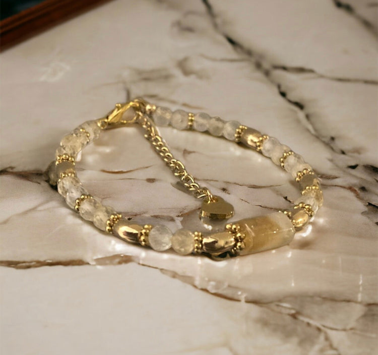 Bracelet précieux Garance citrine et hématite