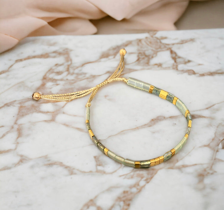 Bracelet Miyuki: Juliette , bracelet miyuki Tila vert jade